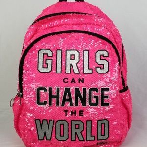 Justice Backpack Pink Sequins Large School Bag